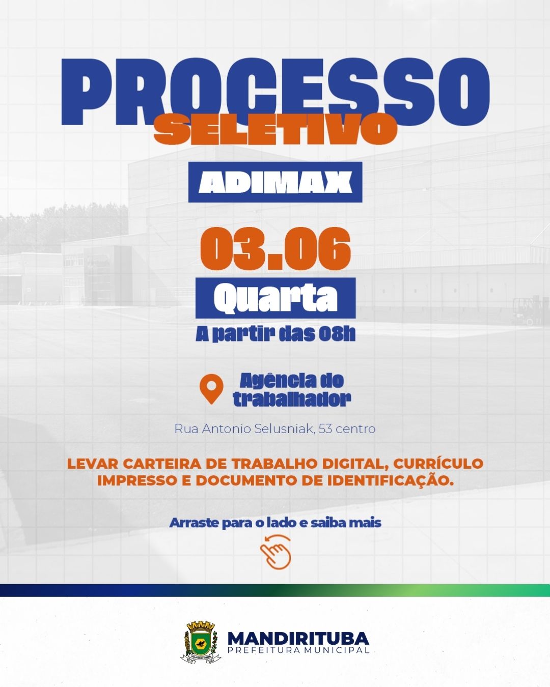 Post do instagram da Prefeitura de Mandirituba