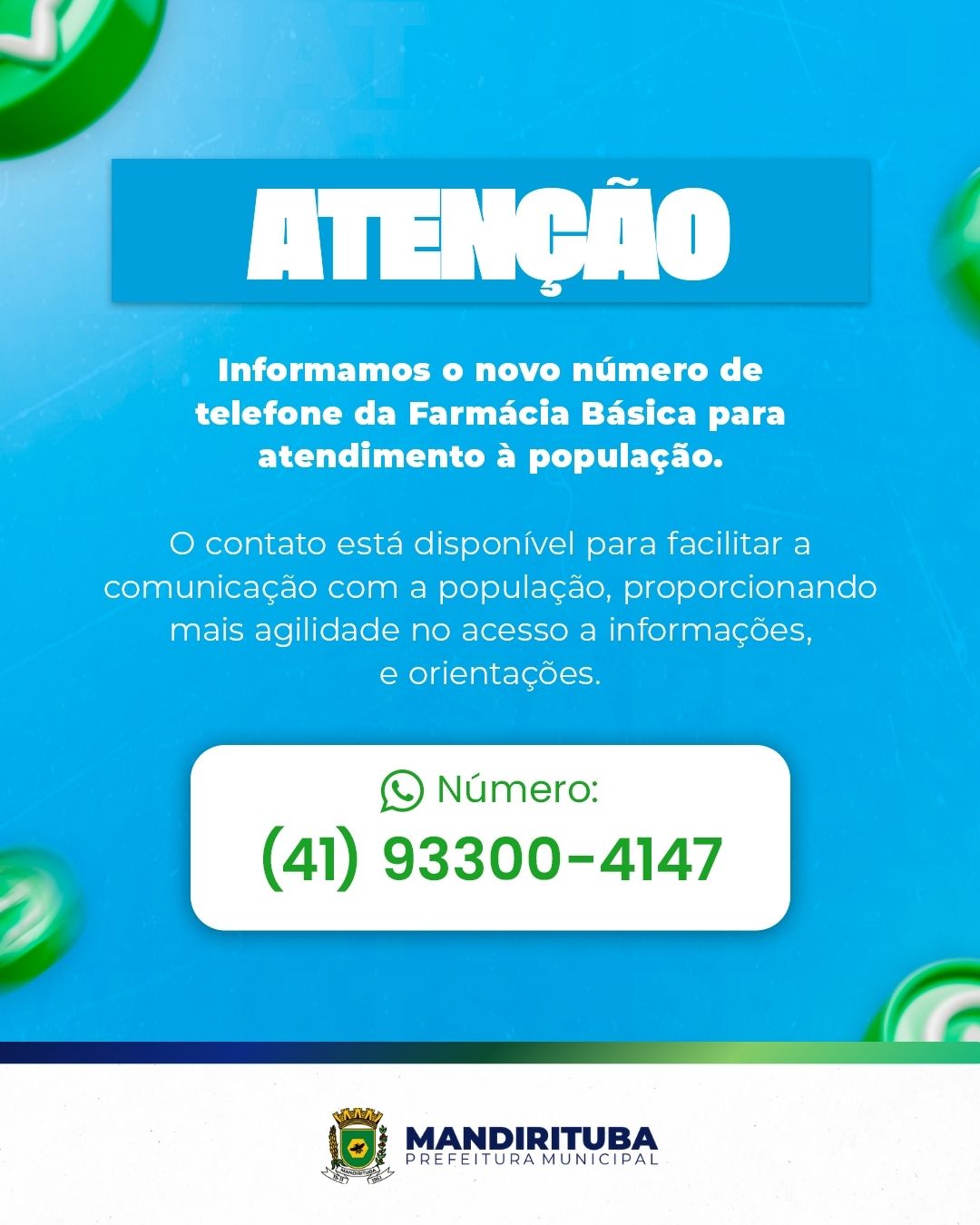 Post do instagram da Prefeitura de Mandirituba