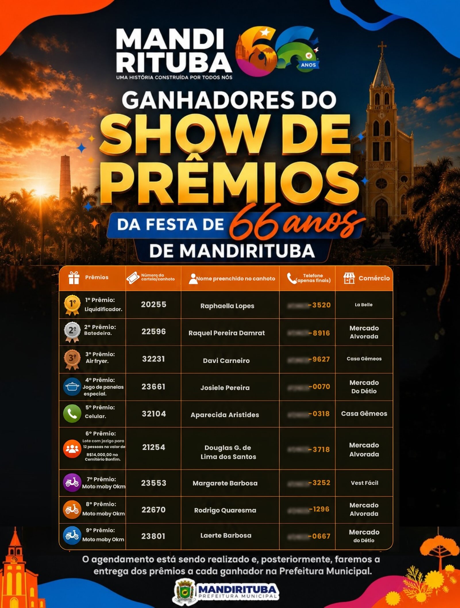 Post do instagram da Prefeitura de Mandirituba