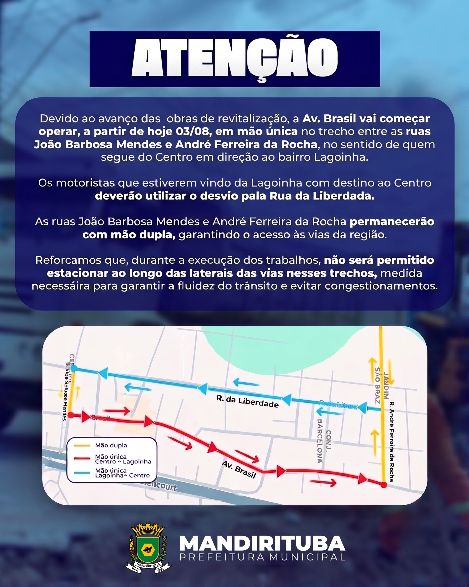 Post do instagram da Prefeitura de Mandirituba